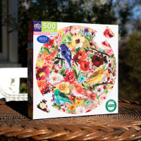 EEBOO Okrúhle puzzle Vtáky a kvety 500 dielikov