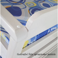 Detská poschodová posteľ z masívu borovice ETTORE III s prístelkou a zásuvkami - 200x90 cm - dub/biela