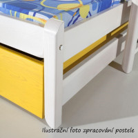 Detská domčeková posteľ z masívu borovice JONAS II s prístelkou a šuplíky - 200x90 cm - biela/šedá