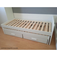 Detská posteľ z masívu borovice TIESTO s prístelkou a zásuvkami - 200x90 cm - biela