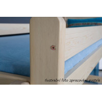 Detská poschodová posteľ z masívu borovice DOMINIK III s prístelkou a zásuvkami - 200x90 cm - prírodná borovica