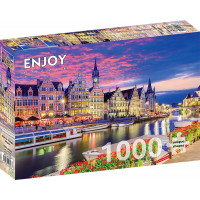 ENJOY Puzzle Gent za súmraku, Belgicko 1000 dielikov