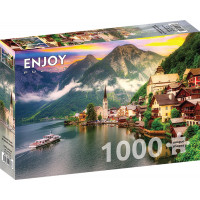 ENJOY Puzzle Hallstatt pri západe slnka, Rakúsko 1000 dielikov