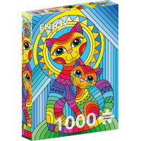 ENJOY Puzzle Ornamentálna mačka s mačiatkom 1000 dielikov