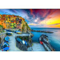 ENJOY Puzzle Prístav Manarola pri západe slnka, Cinque Terre, Taliansko 1000 dielikov