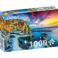 ENJOY Puzzle Prístav Manarola pri západe slnka, Cinque Terre, Taliansko 1000 dielikov
