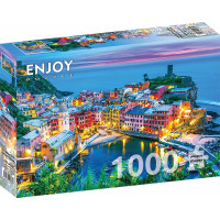 ENJOY Puzzle Vernazza za súmraku, Cinque Terre, Taliansko 1000 dielikov