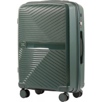 Moderný cestovný kufor DIMPLE - vel. M - tmavo zelený - TSA zámok