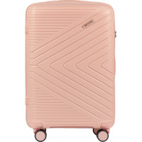 Moderný cestovný kufor WAY - vel. M - koralovo ružový - TSA zámok