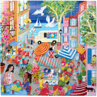 EEBOO Štvorcové puzzle Francúzske trhy 1000 dielikov