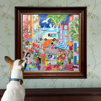 EEBOO Štvorcové puzzle Francúzske trhy 1000 dielikov