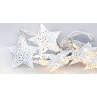 LED reťaz vianočné hviezdy, kovové, biele, 10LED