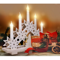 LED vianočný svietnik s hviezdami, 30cm