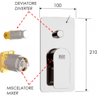 Sprchová podomietková batéria ARNO 09KB - 2 výstupy - chróm