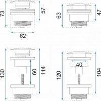 Umývadlový mosadzný sifón s click/clack zátkou - univerzálny - čierna s patinou