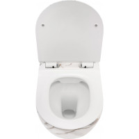 Závesné WC Rea CARLOS RIMLESS - dekor Lava lesklý + Duroplast sedátko slim