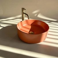 Keramické umývadlo Rea SAMI - terakotové oranžové