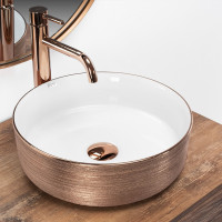 Keramické umývadlo Rea SAMI - brúsené rose gold/biele