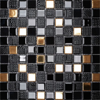 Keramická mozaika CUBE 30x30 cm - čierna / zlatá mix
