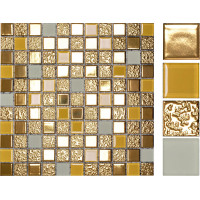 Keramická mozaika CUBE 30x30 cm - zlatá mix