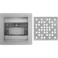 Odtokový sprchový žľab REA DOTS - hranatý - 12x12 cm - brúsená oceľ