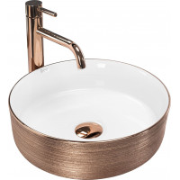 Keramické umývadlo Rea SAMI - brúsené rose gold/biele