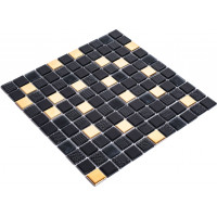 Keramická mozaika CUBE 30x30 cm - čierna / zlatá mix
