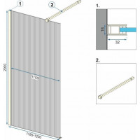 Kúpeľňová pevná zástena Rea AERO 120 cm - čierna matná - intimo sklo