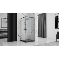 Sprchová SMC vanička REA BAZALT 90x120 cm - imitácia kameňa - čierna