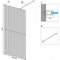 Kúpeľňová pevná zástena Rea AERO 90 cm - čierna matná - intimo sklo