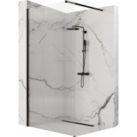Kúpeľňová pevná zástena Rea AERO 100 cm - čierna matná - intimo sklo