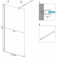 Kúpeľňová pevná zástena Rea AERO 90 cm - brúsená zlatá - číre sklo
