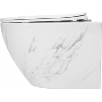 Závesné WC Rea CARLOS RIMLESS NATURE MARBLE - imitácia mramoru + Duroplast sedátko flat