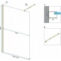 Kúpeľňová pevná zástena Rea AERO 120 cm - brúsená zlatá - číre sklo