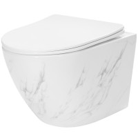 Závesné WC Rea CARLOS RIMLESS NATURE MARBLE - imitácia mramoru + Duroplast sedátko flat