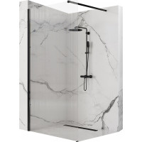 Kúpeľňová pevná zástena Rea AERO 90 cm - čierna matná - intimo sklo