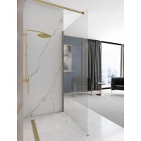 Kúpeľňová pevná zástena Rea AERO 120 cm - brúsená zlatá - intimo sklo