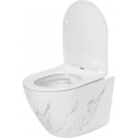 Závesné WC Rea CARLOS RIMLESS NATURE MARBLE - imitácia mramoru + Duroplast sedátko flat