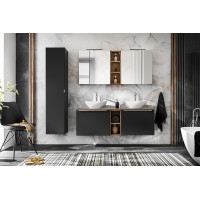 Kúpeľňová závesná skrinka SANTANO BLACK 80 cm - so zrkadlom