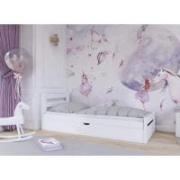 Detská posteľ z masívu borovice BELA s úložným priestorom - 200x90 cm - biela
