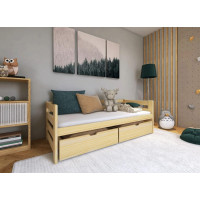 Detská posteľ z masívu borovice EGO so zásuvkami - 200x90 cm - prírodná