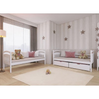 Detská poschodová posteľ z masívu borovice GABINA so zásuvkami 200x90 cm - biela