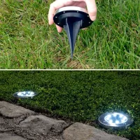 Záhradná LED solárna lampa do zeme 12x13 cm - strieborná