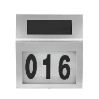 LED solárna lampa s číslom domu - strieborná
