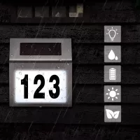 LED solárna lampa s číslom domu - strieborná