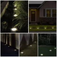 Záhradná okrúhla LED solárna lampa do zeme 12 cm - strieborná