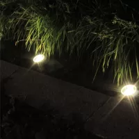 Záhradná okrúhla LED solárna lampa do zeme 12 cm - strieborná