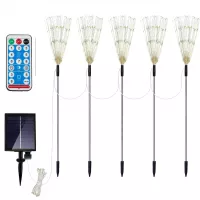 Záhradné LED solárne lampy do zeme VEJÍRKY - 90 cm - 5 ks