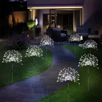 Záhradné LED solárne lampy do zeme VEJÍRKY - 90 cm - 5 ks
