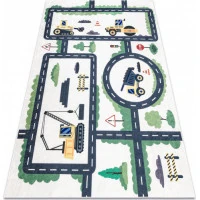 Detský kusový koberec Bambino 2223 Streets cars cream